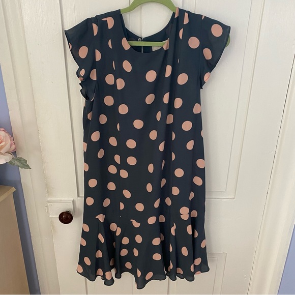 Loft Gray and Pink Polka Dot Dress - Picture 3 of 7